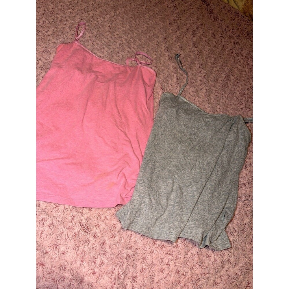 So Perfect Cami Womens TANK TOP ADJUSTABLE STRAPS SCOOP Neck Gray Pink Damaged